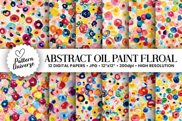 Abstract Oil Painted Floral Patterns for Creative Projects