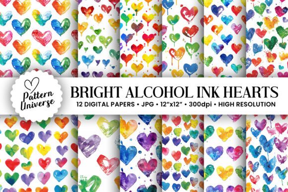 Bright Alcohol Ink Hearts Patterns: A Strategic Tool for Creative Projects and Branding