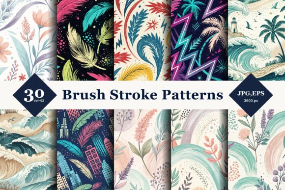 Brush Stroke Style Seamless Patterns 02: Unleash Creativity in Your Designs