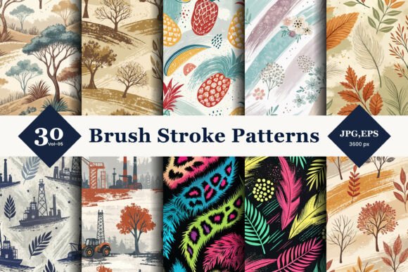 Brush Stroke Style Seamless Patterns 05: A Versatile Design Resource for Creative Professionals
