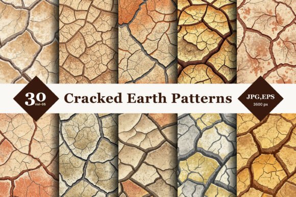 Cracked Earth Style Seamless Patterns 05