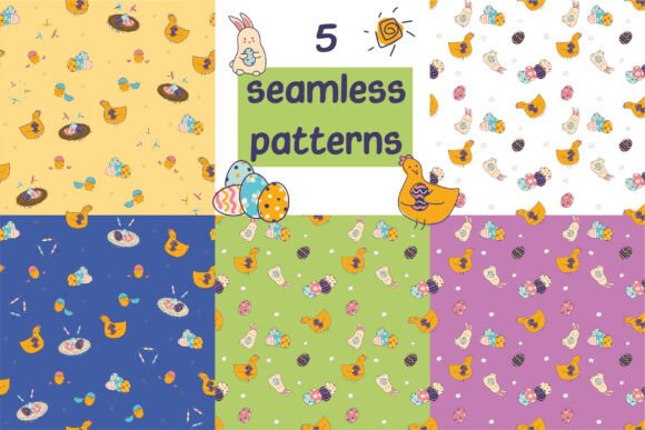 Cute Easter Seamless Patterns Set for Creative Projects