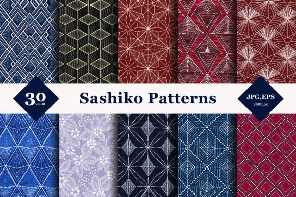 Discover the Timeless Elegance of Sashiko Style Seamless Patterns