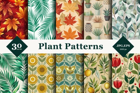 Exploring the Beauty and Utility of Plant Seamless Patterns 03: A Tropical Botanical Design Collection