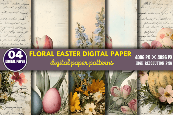 Floral Easter Digital Paper Patterns 5
