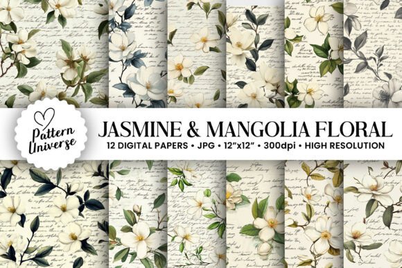 Jasmine and Magnolia Flowers Patterns: Timeless Elegance for Creative Projects