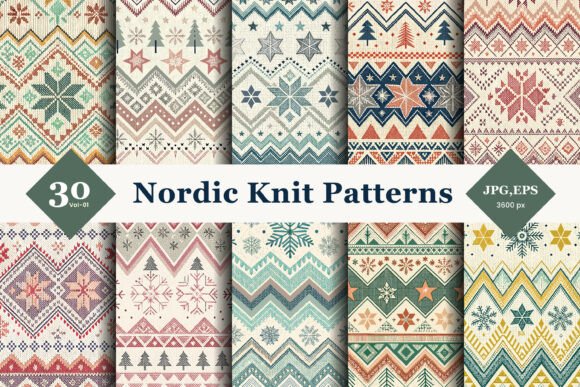 Nordic Knit Seamless Patterns 01: A Versatile Design Resource for Winter-Inspired Projects
