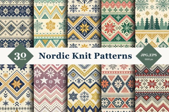 Nordic Knit Seamless Patterns 06