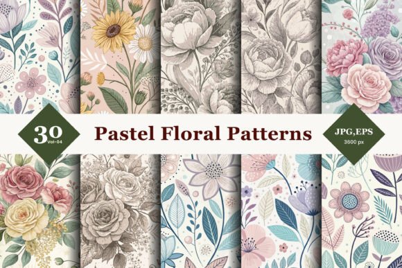 Pastel Floral Seamless Patterns 04: A Versatile Design Resource for Creative Professionals