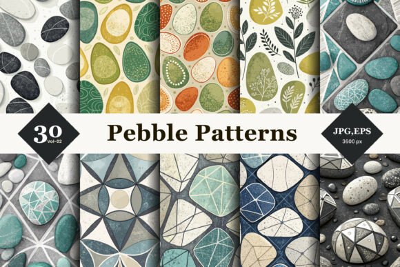 Pebble Seamless Patterns 02: A Blend of Nature and Modern Design