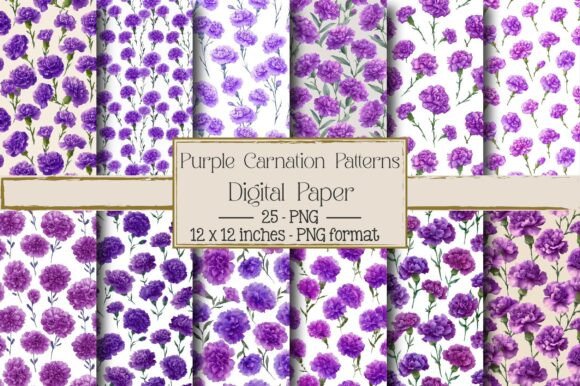 Purple Watercolor Carnation Patterns: A Creative Resource for Designers and Entrepreneurs
