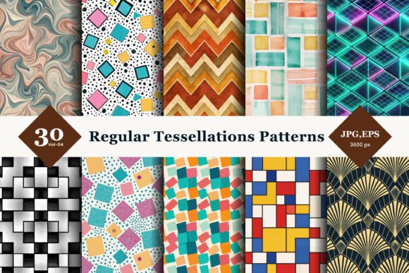 Regular Tessellations Seamless Patterns 04 for Designers