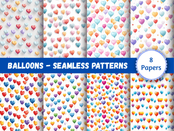 Seamless Paper Patterns - Heart Balloons: A Versatile Design for Creative Projects