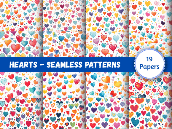 Seamless Paper Patterns - Rainbow Hearts: A Versatile Digital Design Collection