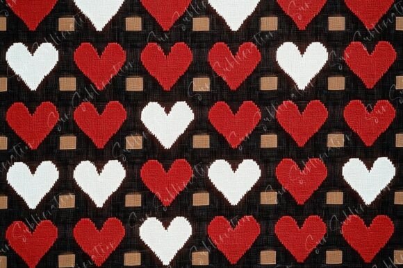 Vibrant Heart Patterns on a Black Background: A Bold and Expressive Design Choice